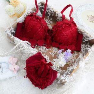 Women Push Up Bra Set Girl Floral Lace Underwear Set Underwire Brassiere 806