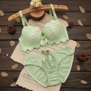 Women Push Up Bra Set Girl Floral Lace Underwear Set Underwire Brassiere 802