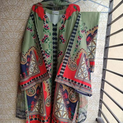 Dubai silk cotton Digital Print 3 pices