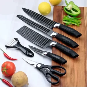Zepter Chef Knife Set 6PCS Non-Stick Color Coating Stainless Steel with Scissor & Peeler