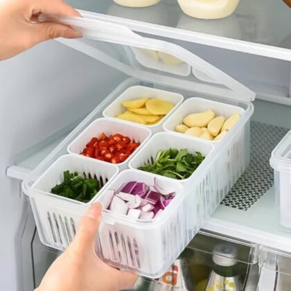 6-Grid Fridge Storage Container | Plastic Compartment Storage